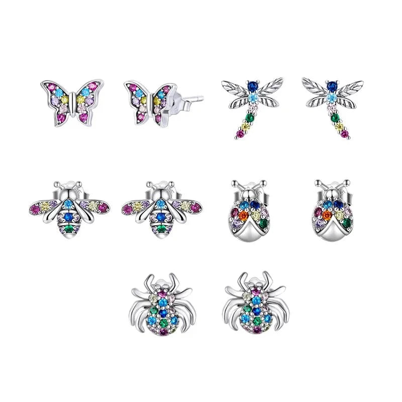 Butterfly Dragonfly Bee Insects Studs Earrings