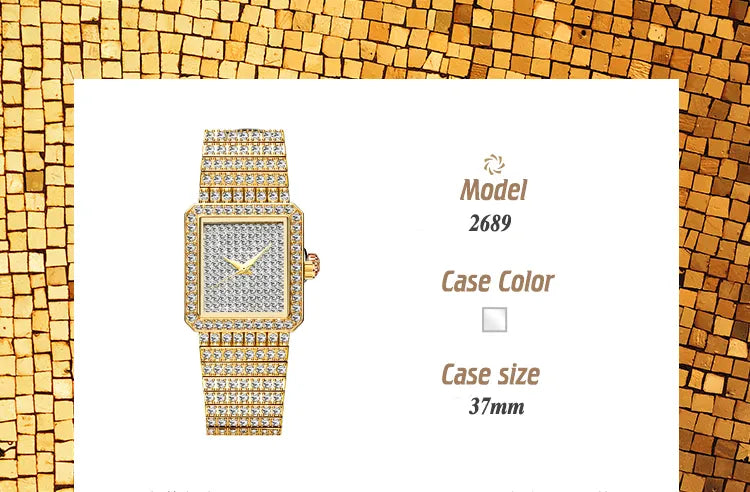 Luxury Brand Ladies Gold Square Watch