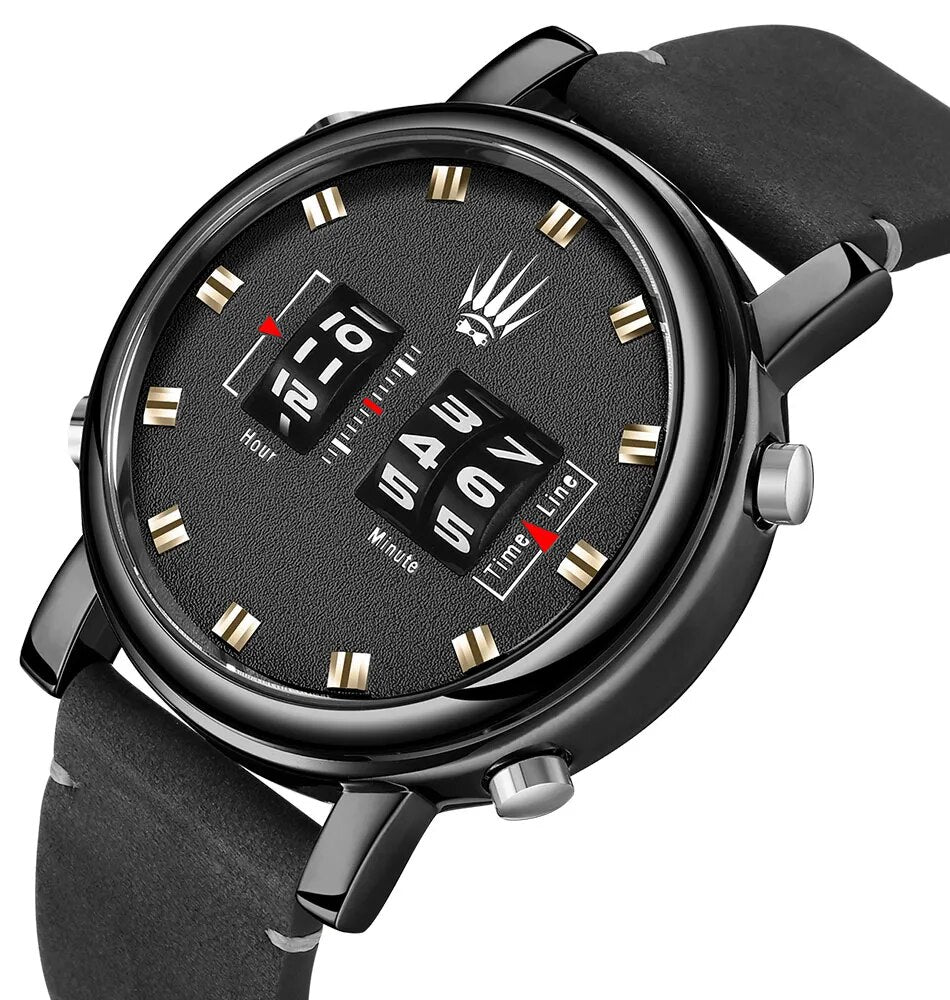 Digital Roller Numbers Quartz Watch