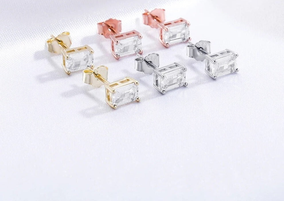 2-4mm Baguette Earrings