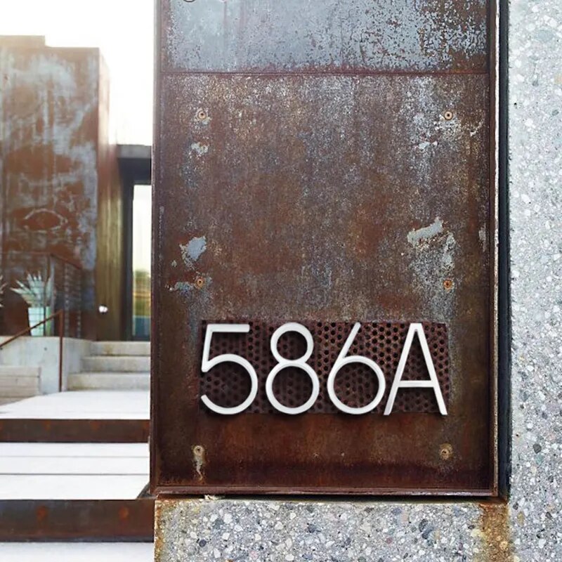 Silver 5-Inch Outdoor Address Numbers with Dash Slash