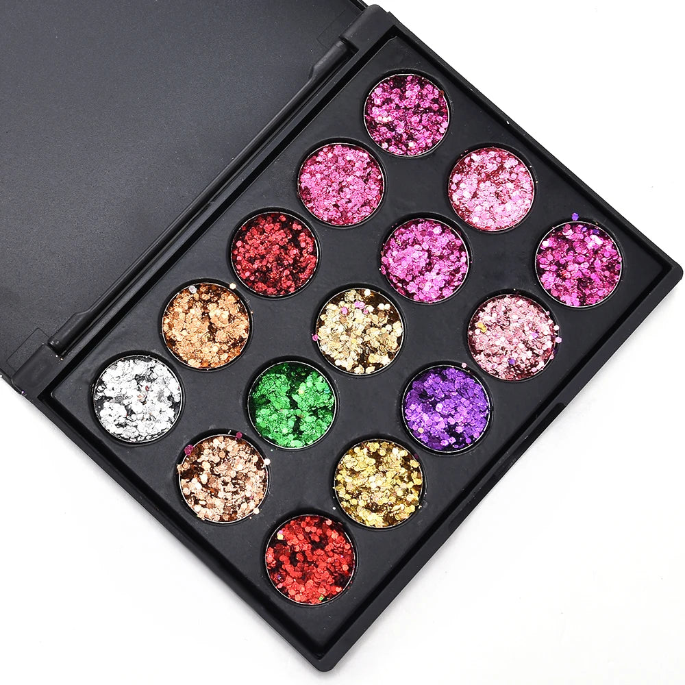 Glitzer-Lidschatten-Puder-Palette. Lidschatten