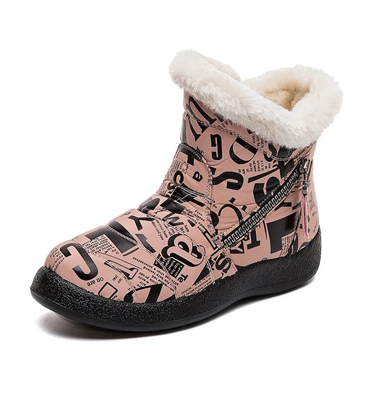 Stylish Waterproof Snow Boots for Women with Low Heels