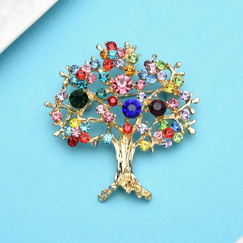 Broches de árbol de diamantes de imitación multicolores