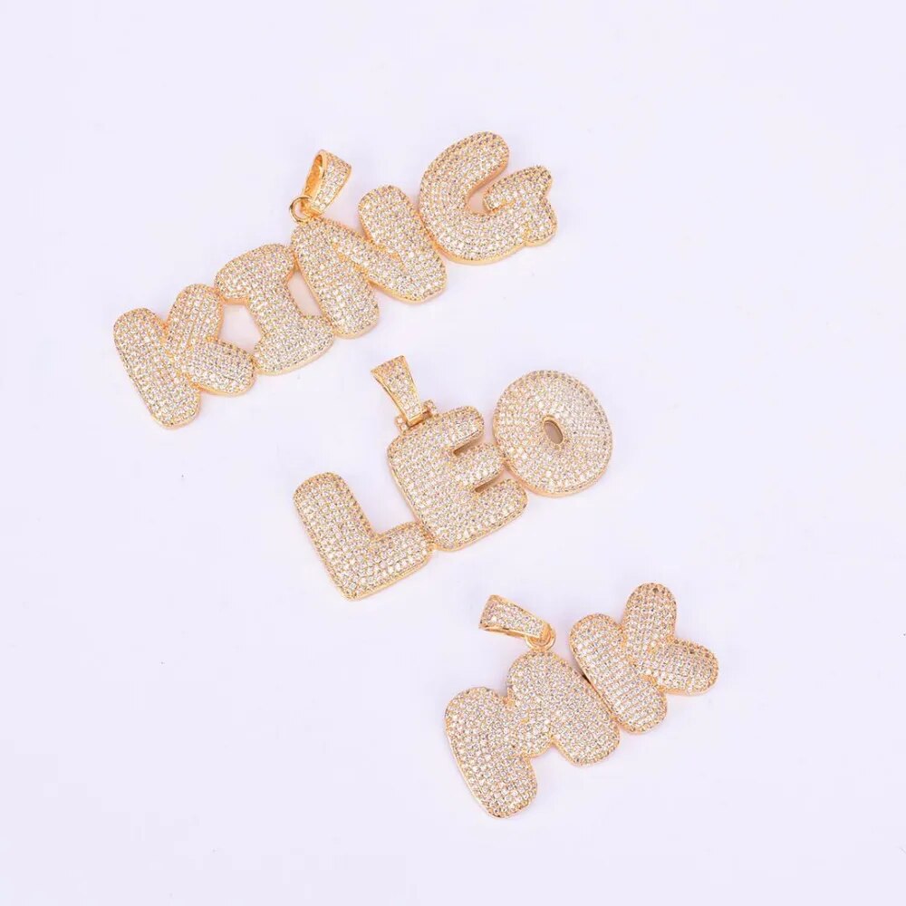 Bubble Letter Personalized Pendants Plated