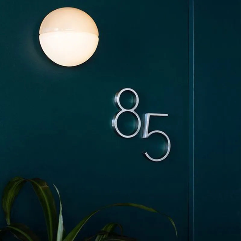 Silver 5-Inch Outdoor Address Numbers with Dash Slash