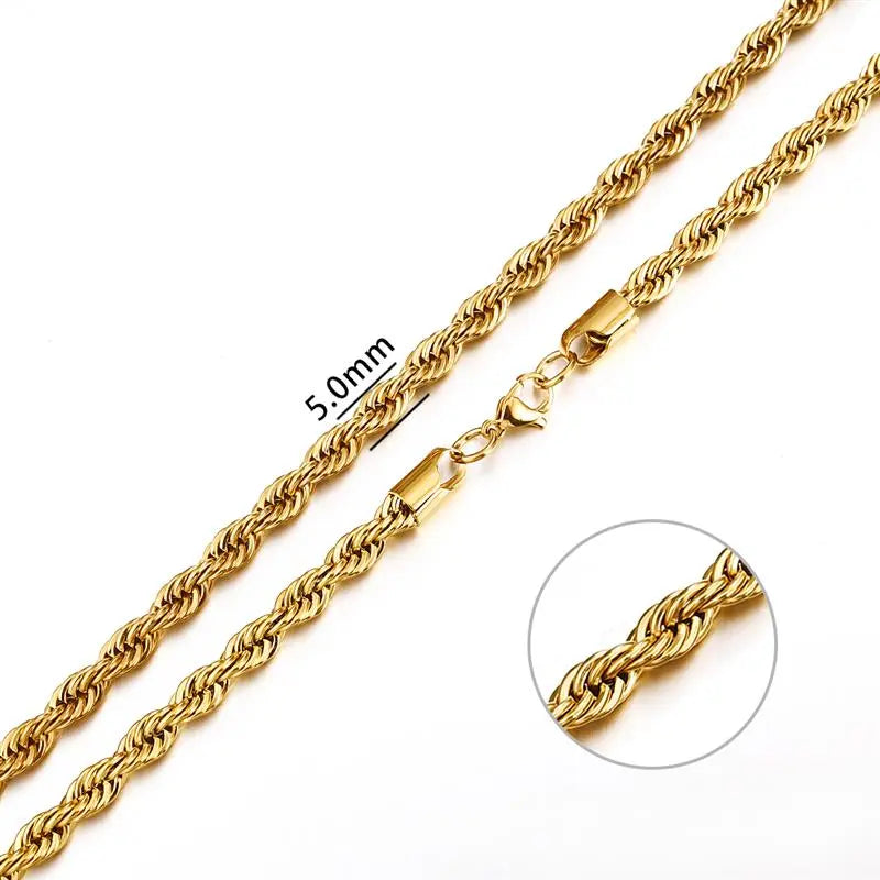 Collar de cadena de cuerda de acero inoxidable