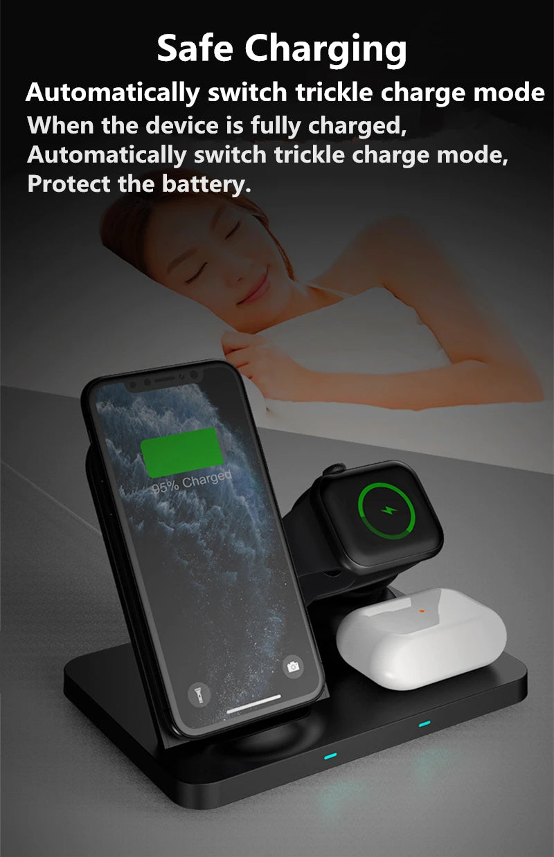 Drahtloser Ladeständer 3 in 1 Schnellladung für Apple