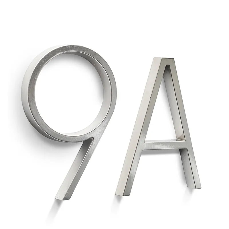 Silver 5-Inch Outdoor Address Numbers with Dash Slash