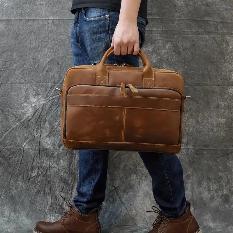 Bolso bandolera de cuero de vaca de negocios