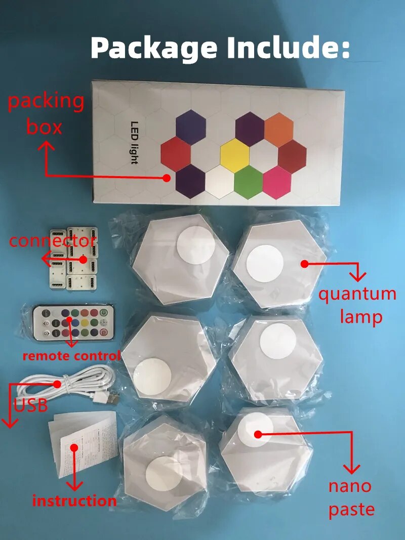 Touch-Controlled Hexagon Quantum Wall Lamp