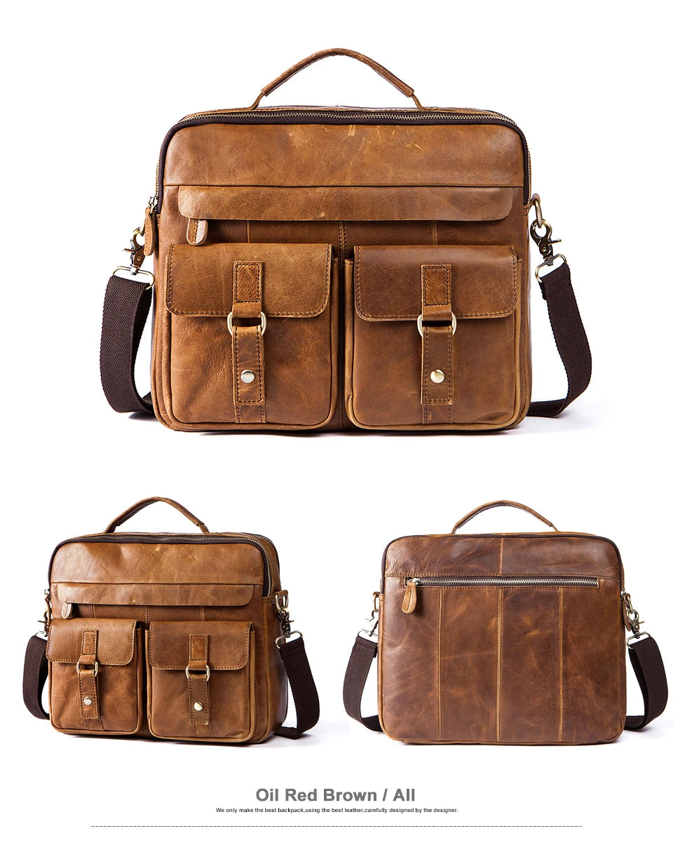 Leder-Aktentasche, Büro-Laptop-Handtasche