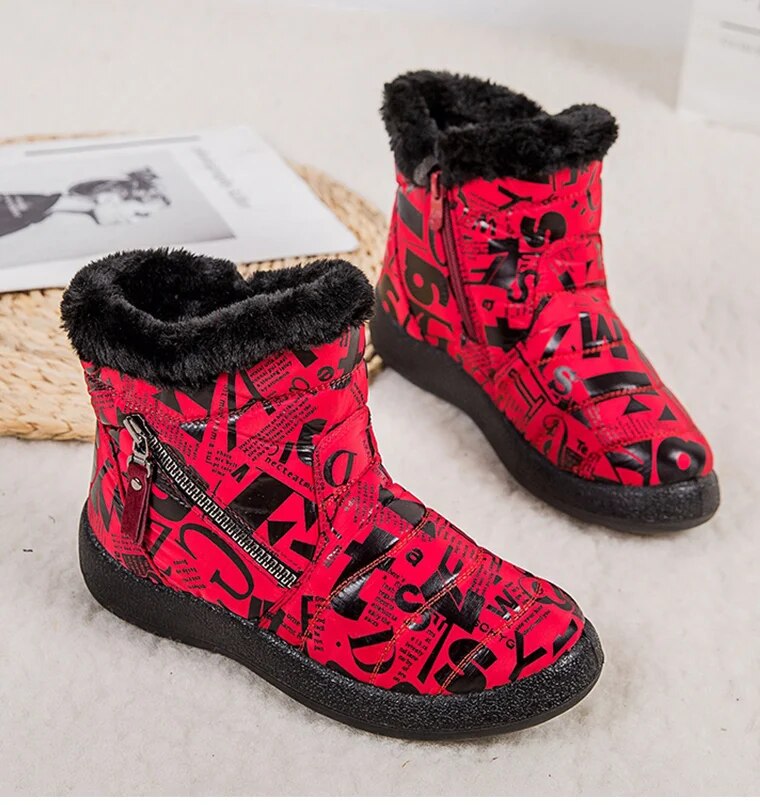 Stylish Waterproof Snow Boots for Women with Low Heels
