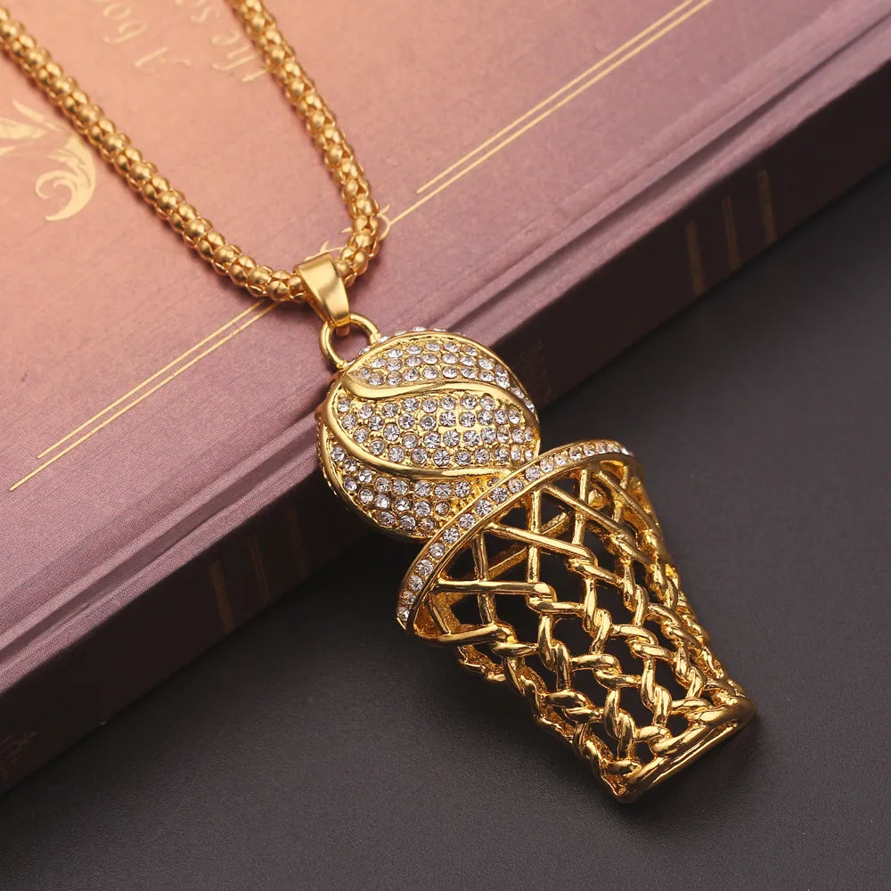 Exaggerated Punk Basketball Pendant Necklaces
