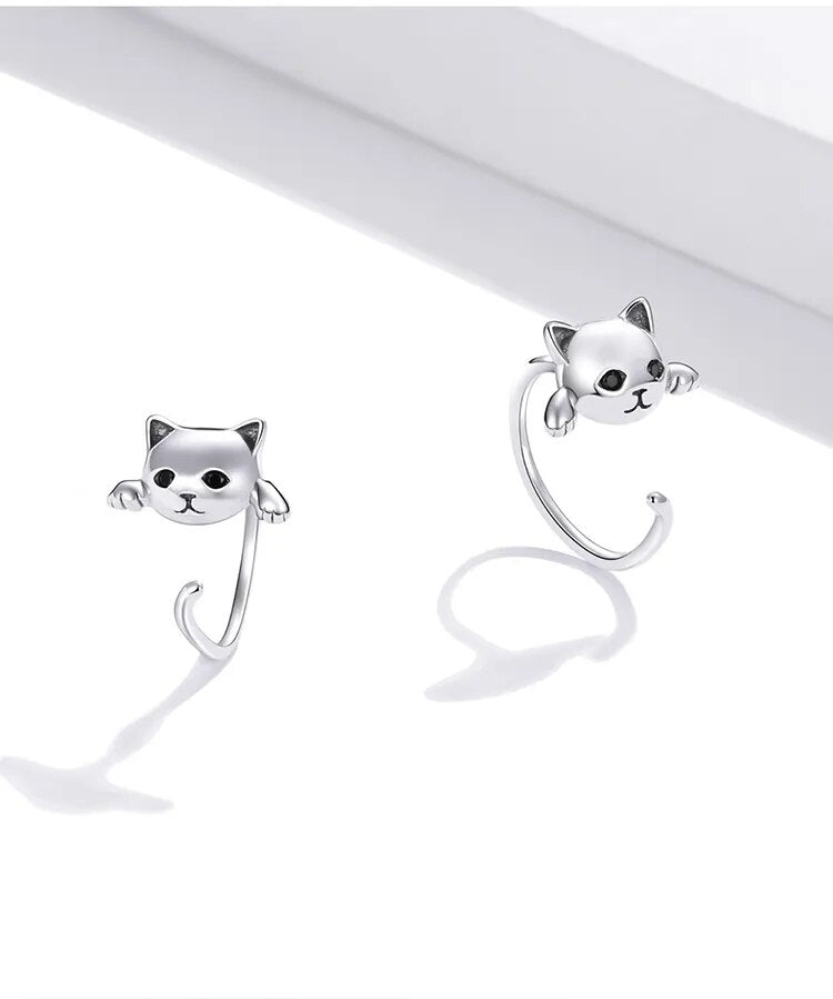 Genuine Sterling Minimalist Cute Tail Stud Earrings