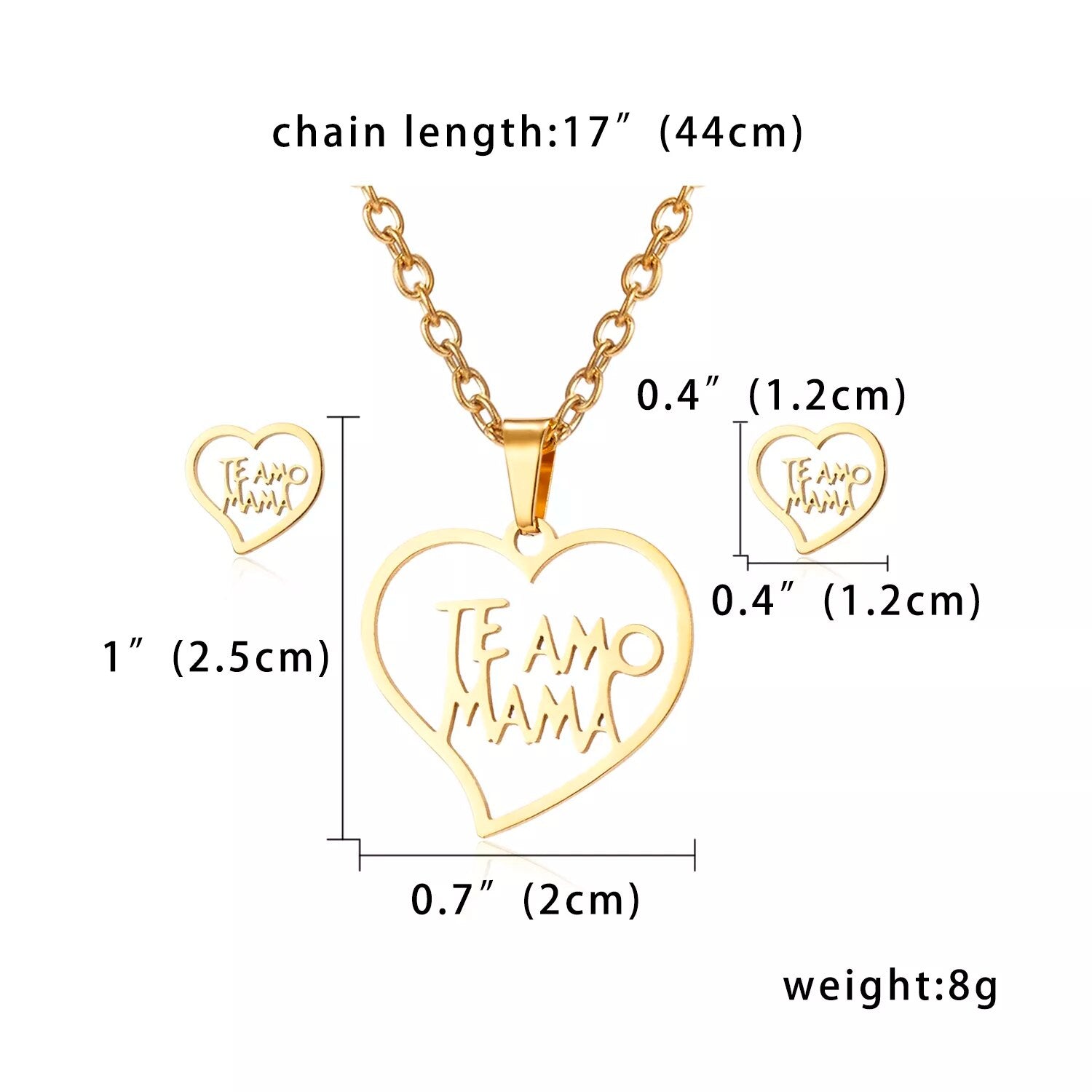 Stainless Steel Mama Love Heart Rose Flower Pendant