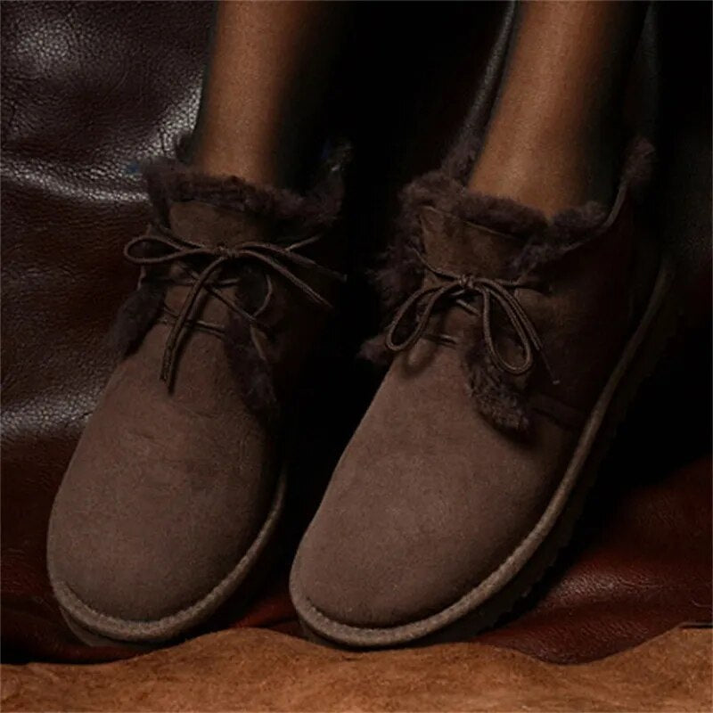 Sheepskin Leather Natural Fur Snow Boots