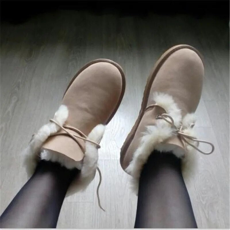 Sheepskin Leather Natural Fur Snow Boots