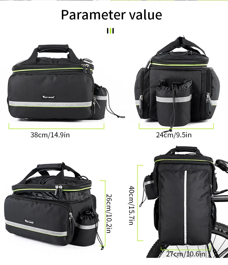 3 In 1 Waterproof Bicycle Trunk Large Capacity Travel Bag