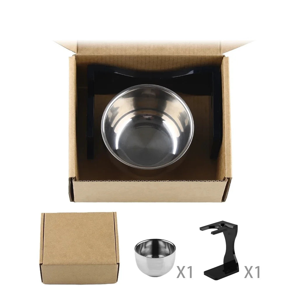 Juego de cuenco para brochas de afeitar de acero inoxidable 2 en 1