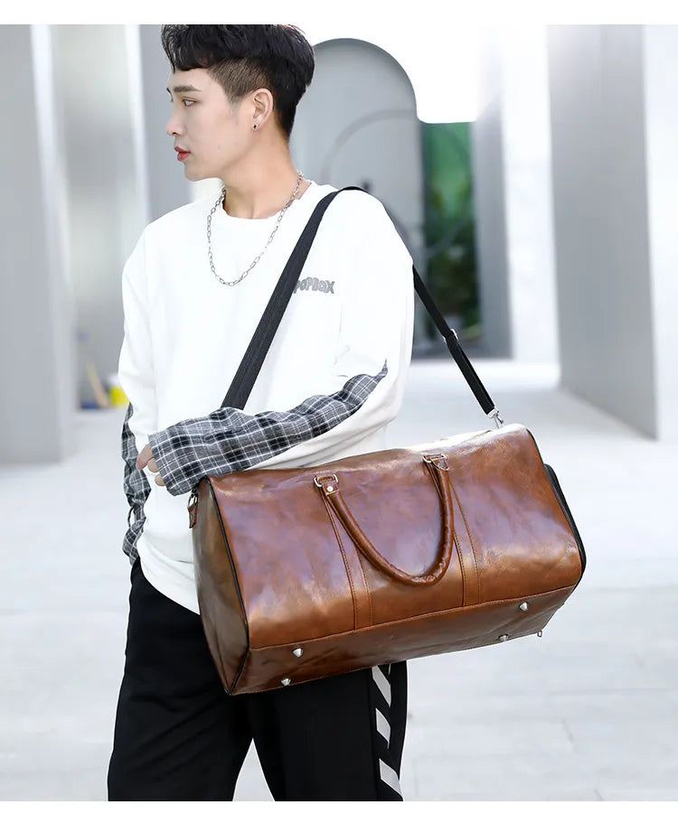 High Capacity Travel Bag Luggage  Suitcase Soft Leather