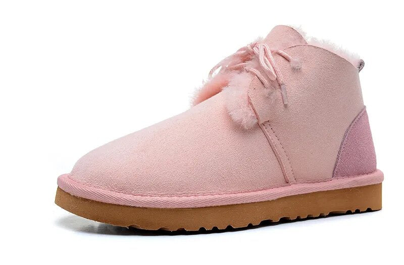 Sheepskin Leather Natural Fur Snow Boots