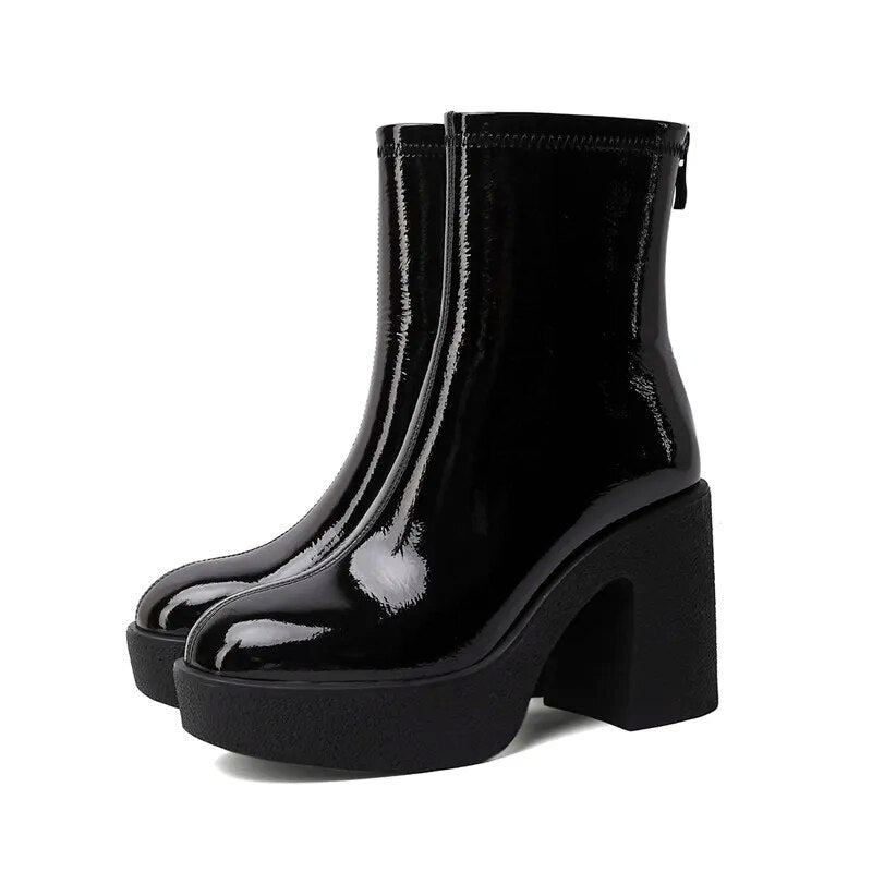 Cow Patent Leather Boots