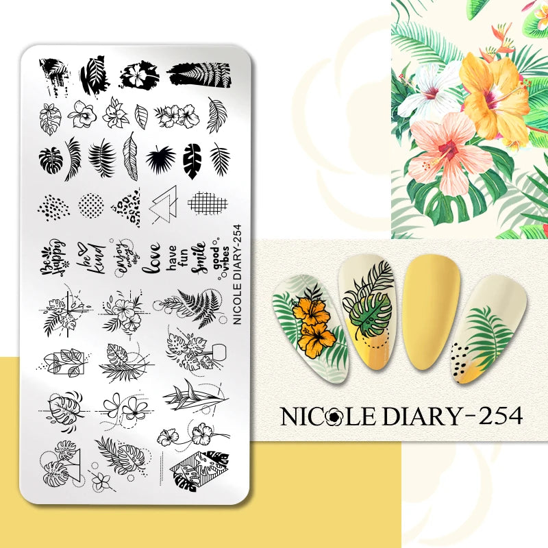 Flower Nail Stamping Plates Template Geometric