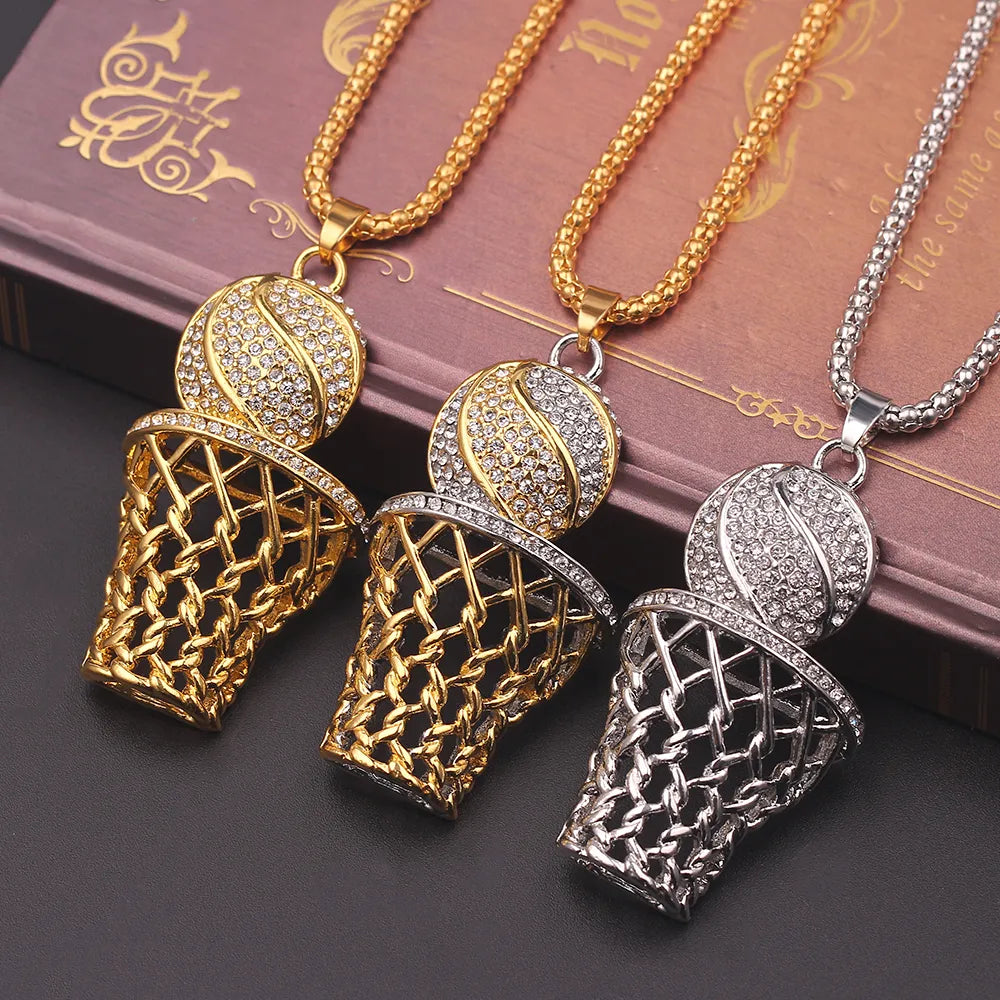 Exaggerated Punk Basketball Pendant Necklaces