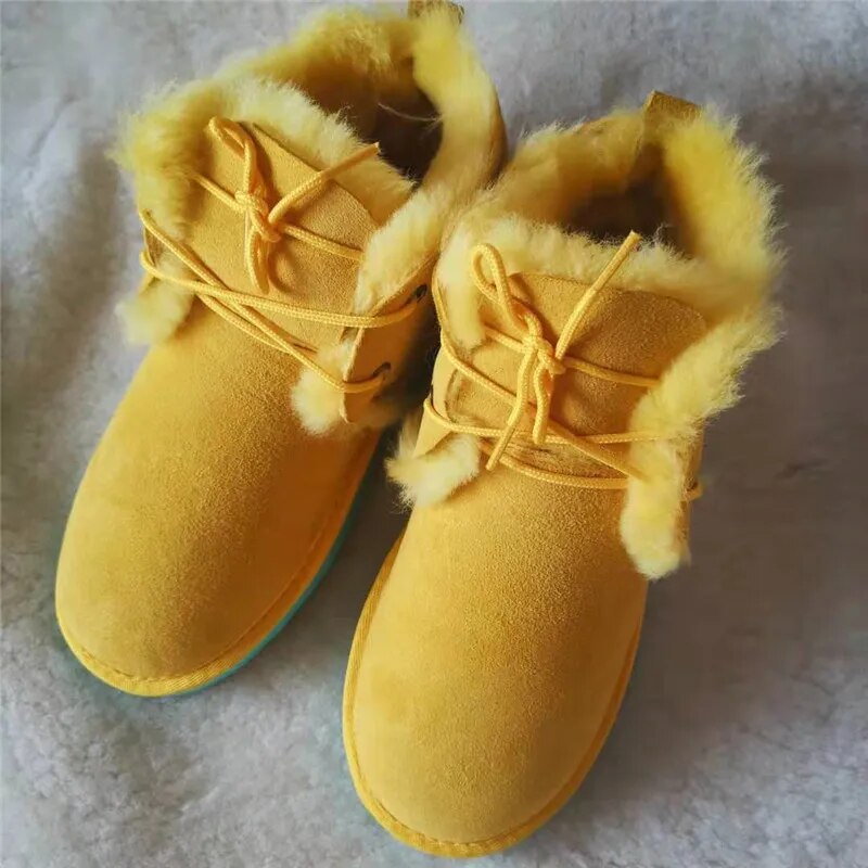 Sheepskin Leather Natural Fur Snow Boots