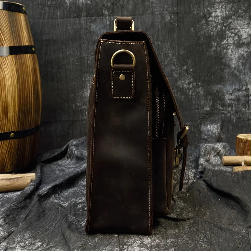 Bolso bandolera de cuero de vaca de negocios