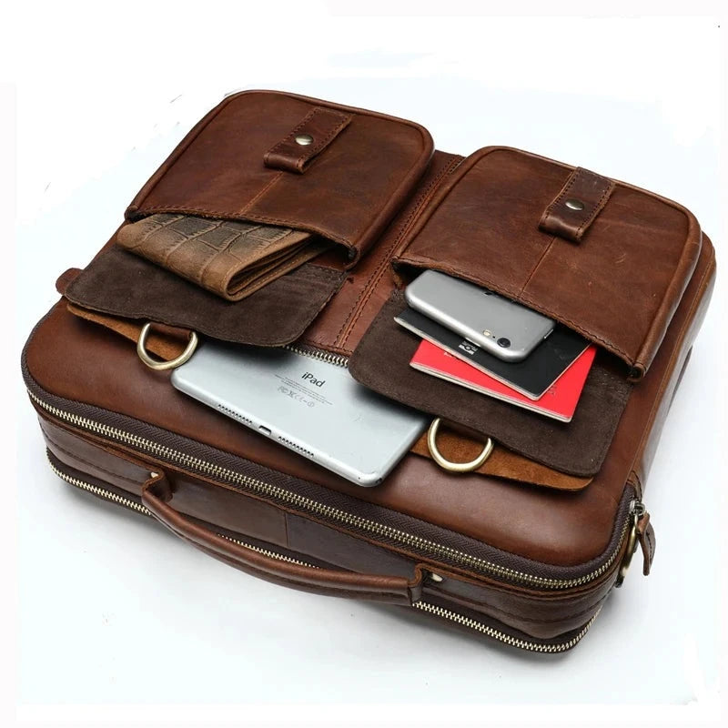 Leder-Aktentasche, Büro-Laptop-Handtasche