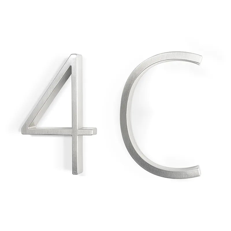 Silver 5-Inch Outdoor Address Numbers with Dash Slash