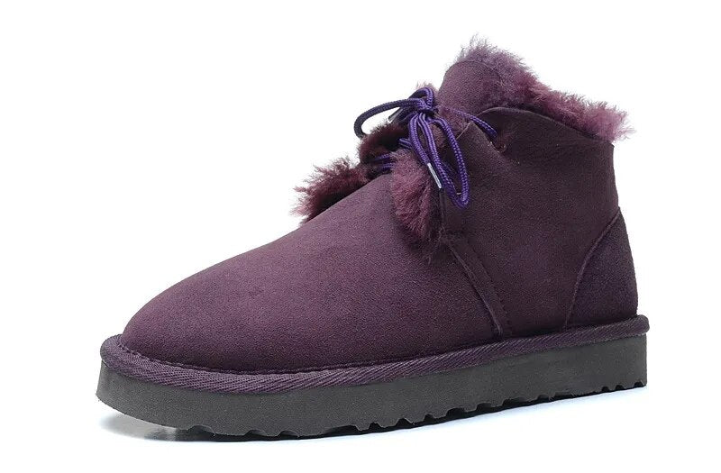 Sheepskin Leather Natural Fur Snow Boots