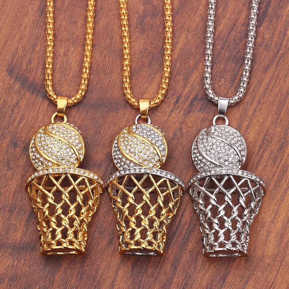Exaggerated Punk Basketball Pendant Necklaces