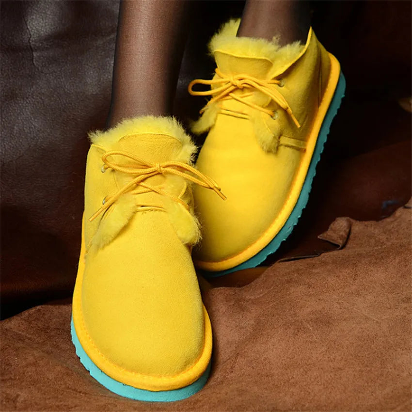Sheepskin Leather Natural Fur Snow Boots