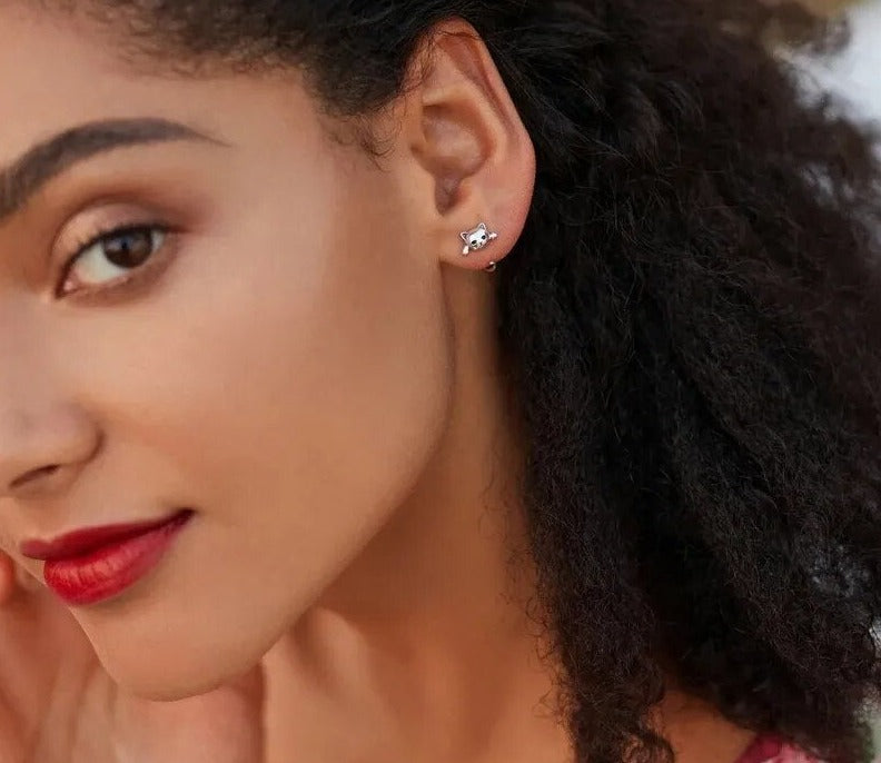 Genuine Sterling Minimalist Cute Tail Stud Earrings