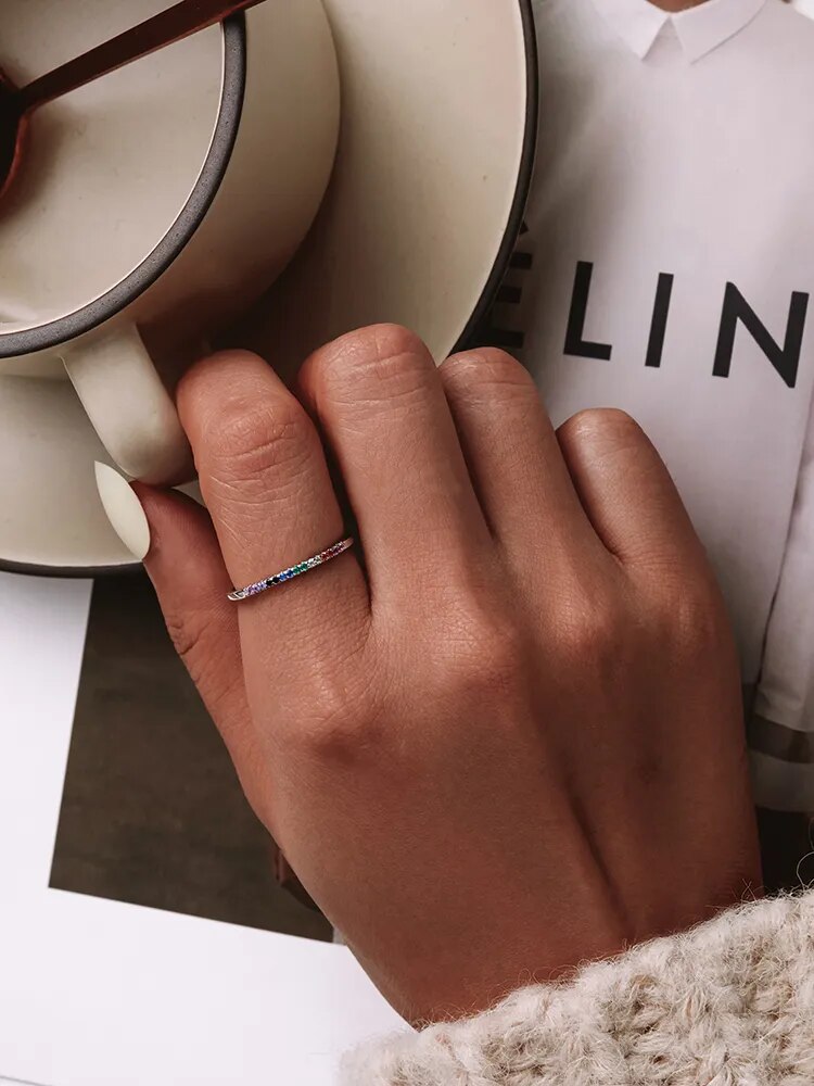Sterling CZ Simulated Diamond Stackable Ring