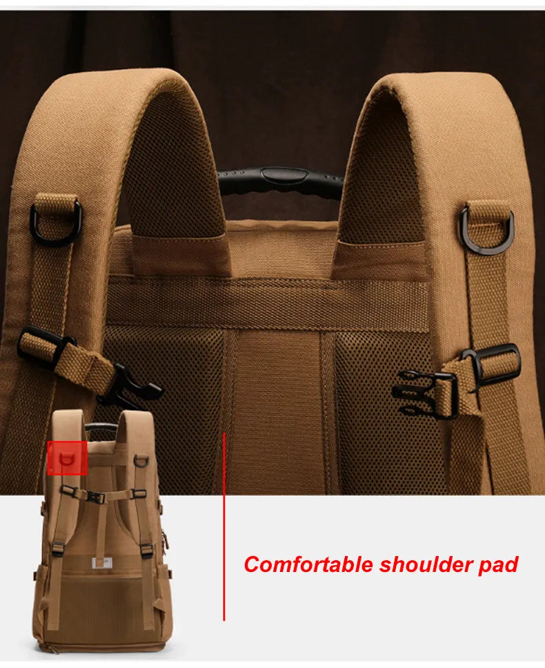 Large Travel Backpack Expandable Canvas Luggage Bag