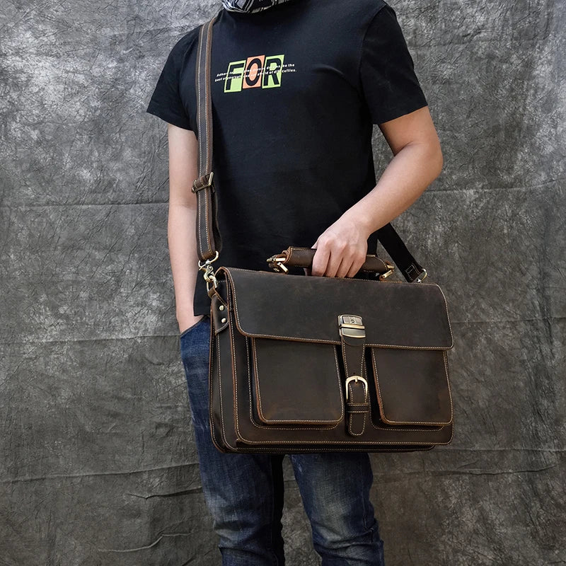 Bolso de hombro vintage 100% cuero genuino