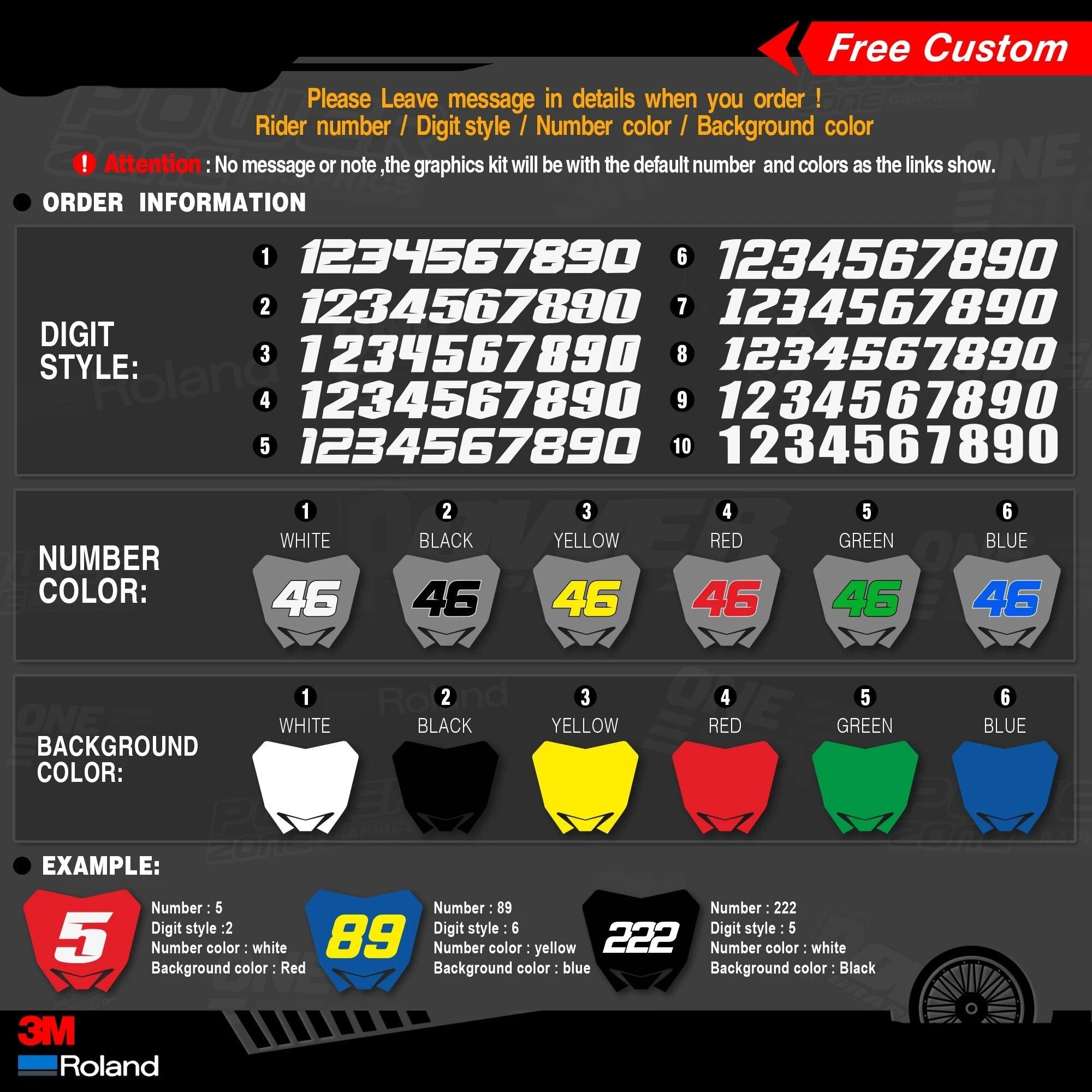 Benutzerdefiniertes 3M-Grafikkit für Fahrräder 125–500 ccm 09–19