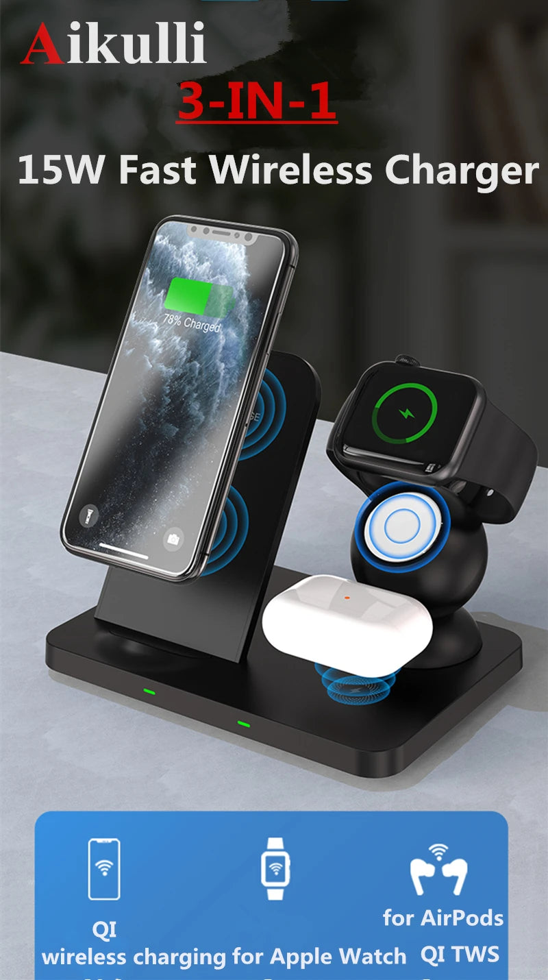 Drahtloser Ladeständer 3 in 1 Schnellladung für Apple