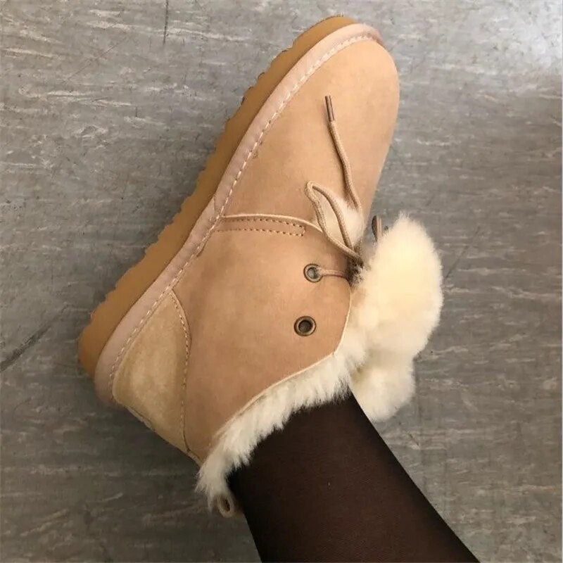 Sheepskin Leather Natural Fur Snow Boots