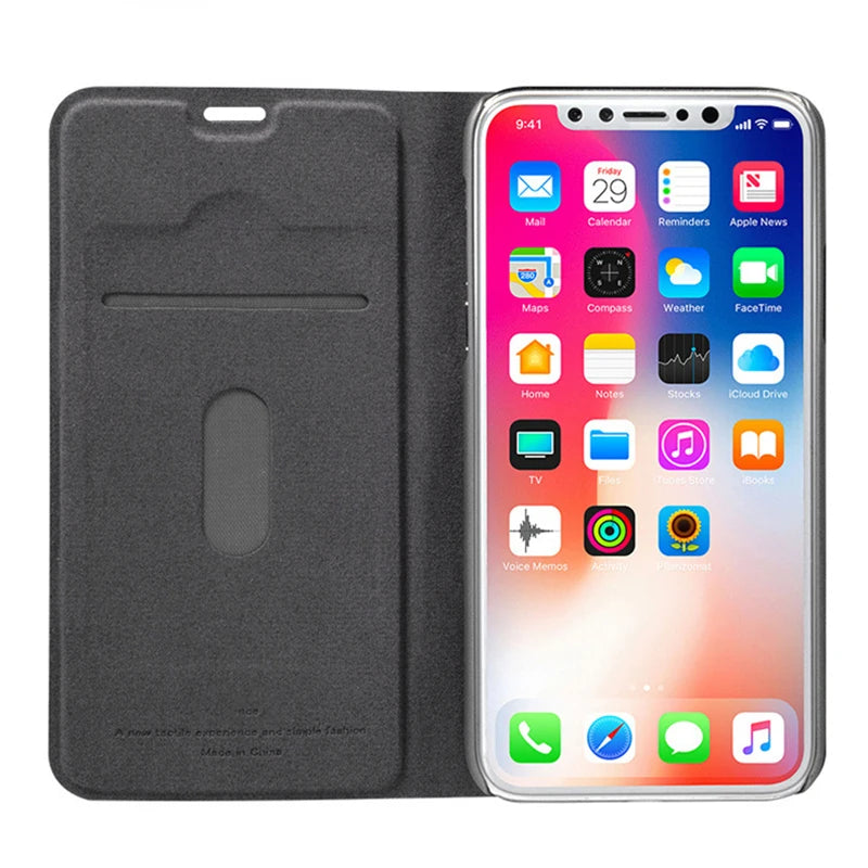 Magnetisches Flip-Book-Wallet-Cover aus Leder