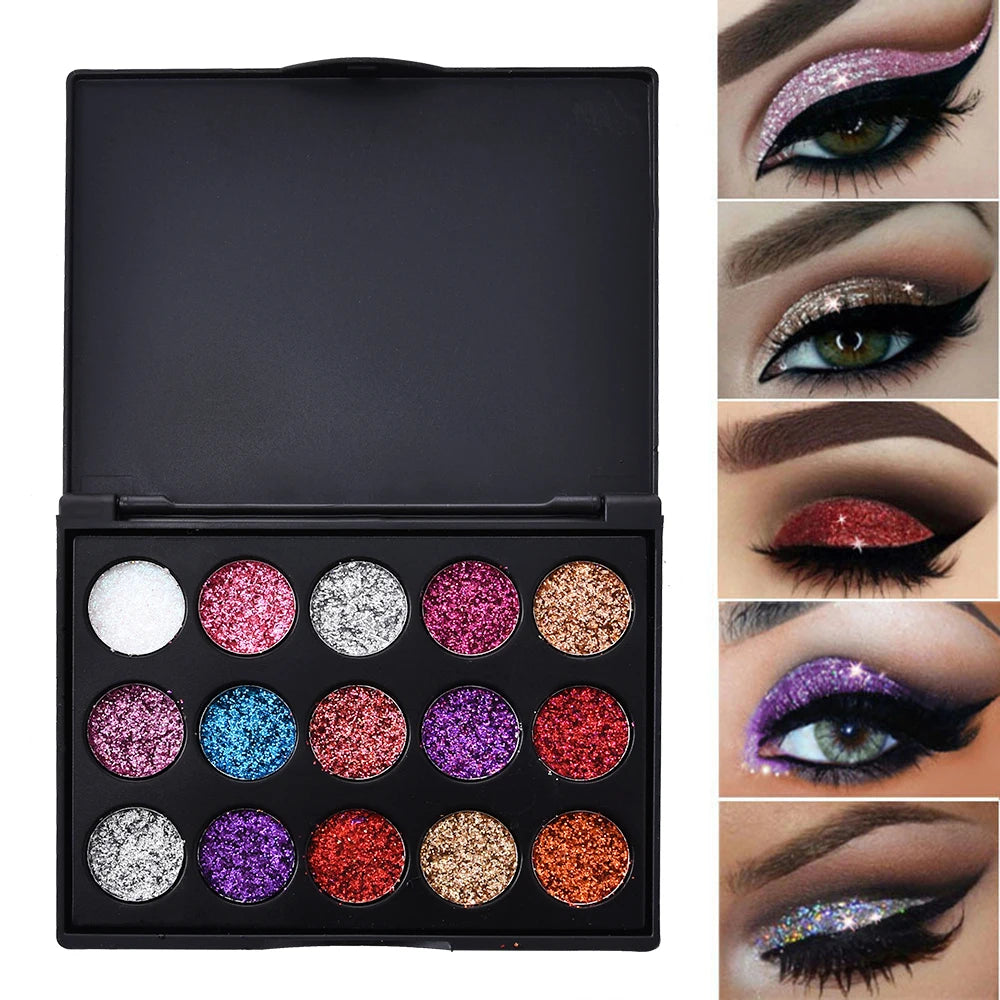 Glitzer-Lidschatten-Puder-Palette. Lidschatten