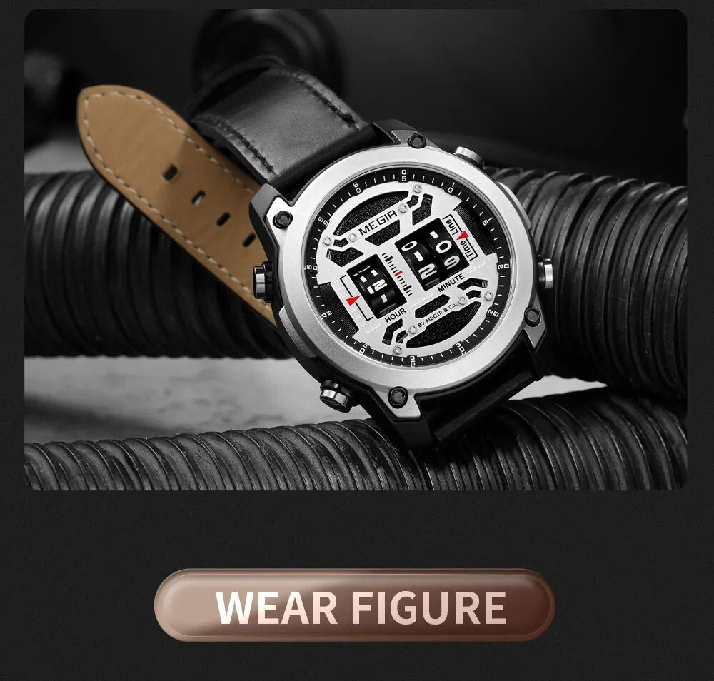 Digital Roller Numbers Quartz Watch