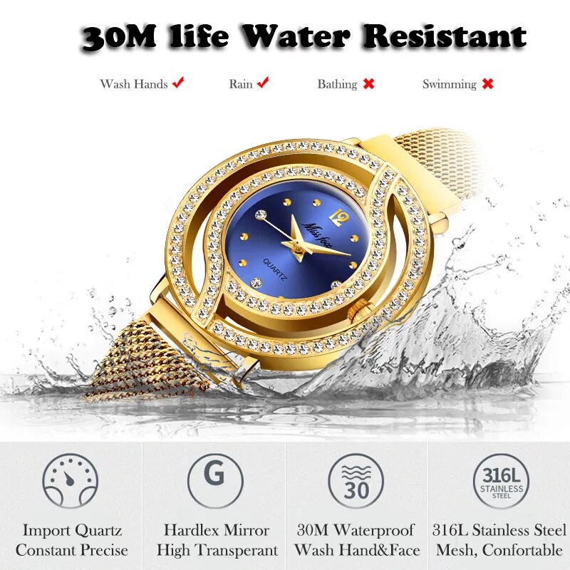 Luxury Brand Waterproof Diamond Watches