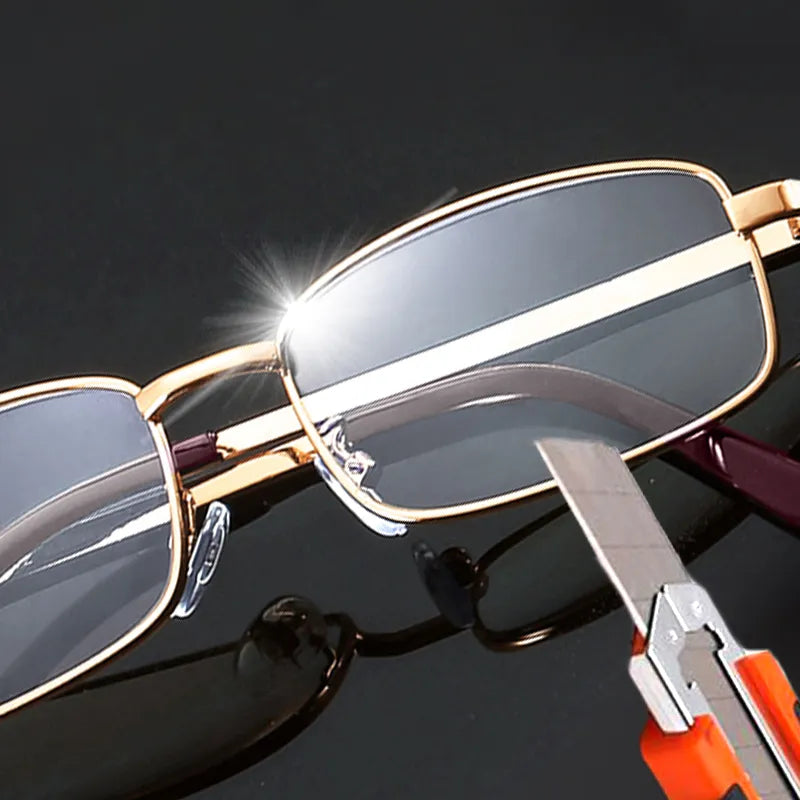 Gafas de lectura con lentes de vidrio real, montura completa