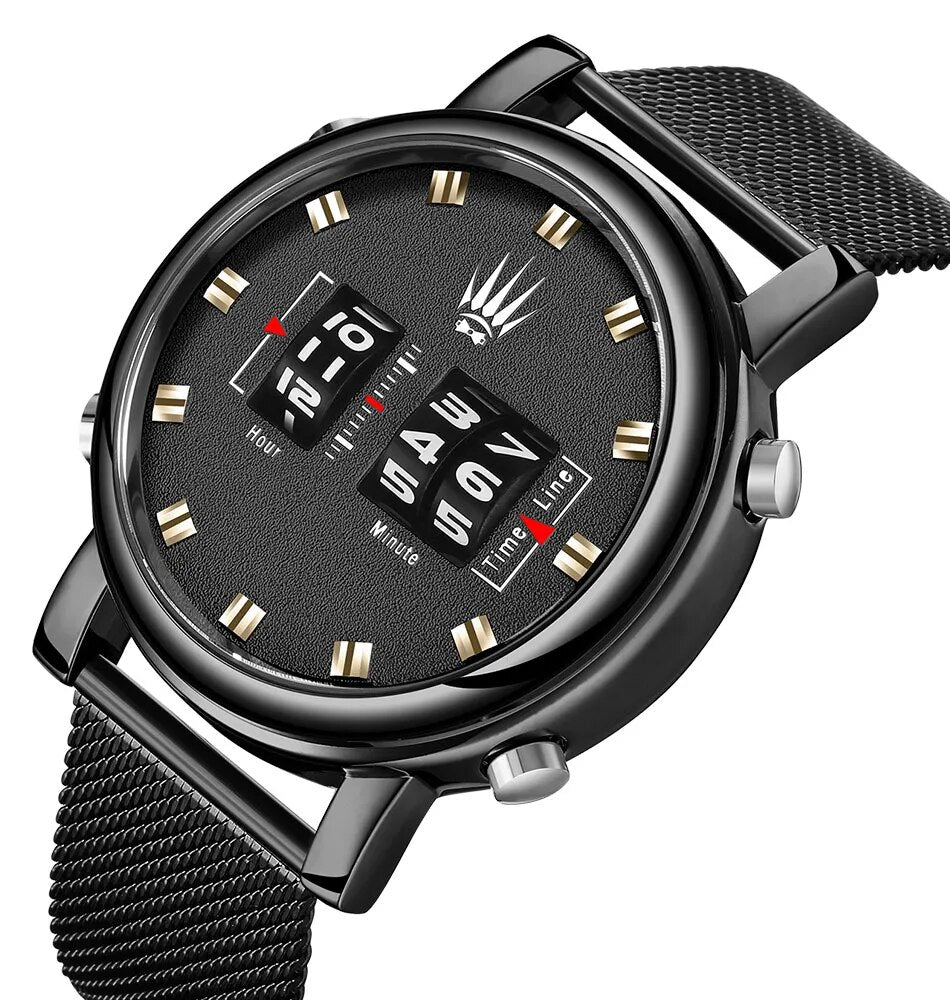 Digital Roller Numbers Quartz Watch