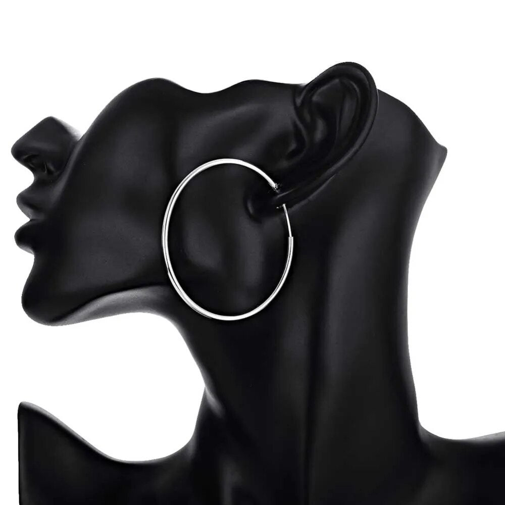Sterling Silver Circle Round Hoop Earring